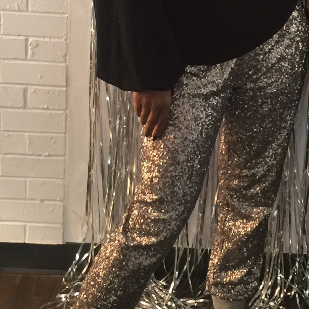 Silver sequined joggers
